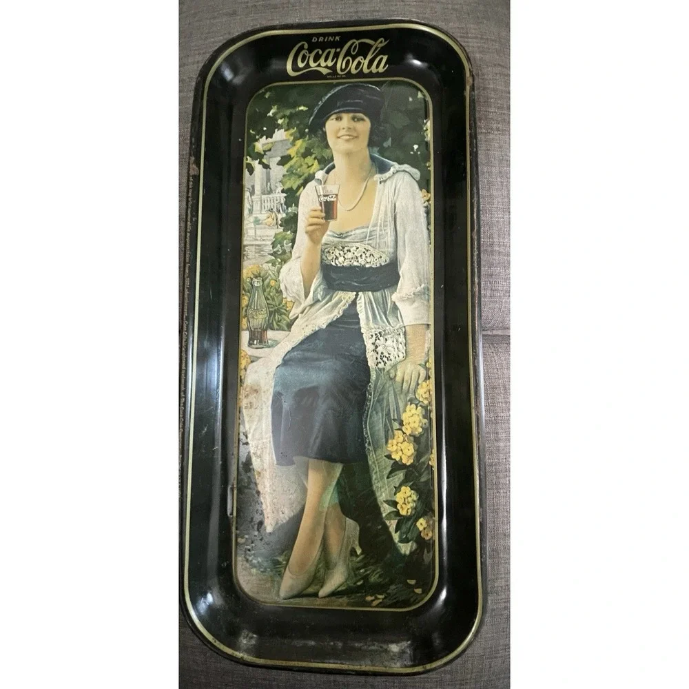 Coca-Cola Vintage Lot of 3 Metal Serving Trays Black Flapper Girl Graphics